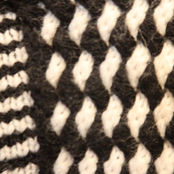 TALBOTS 100% merino wool cardigan duster open chunky knit black white Large long - Picture 8 of 12